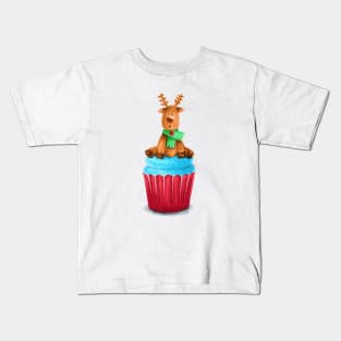 Christmas Reindeer cupcake Kids T-Shirt